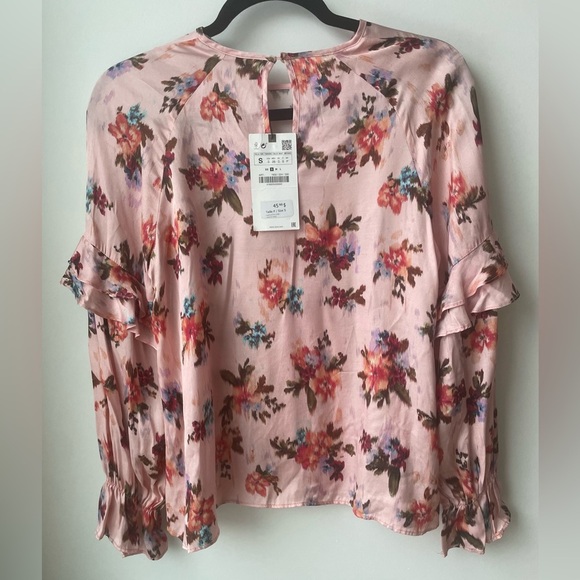 Zara Floral Ruffle Long Sleeve Blouse - Picture 4 of 5
